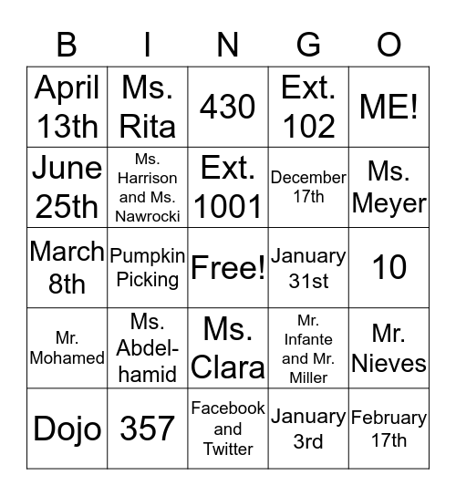 MCSCS BINGO Card