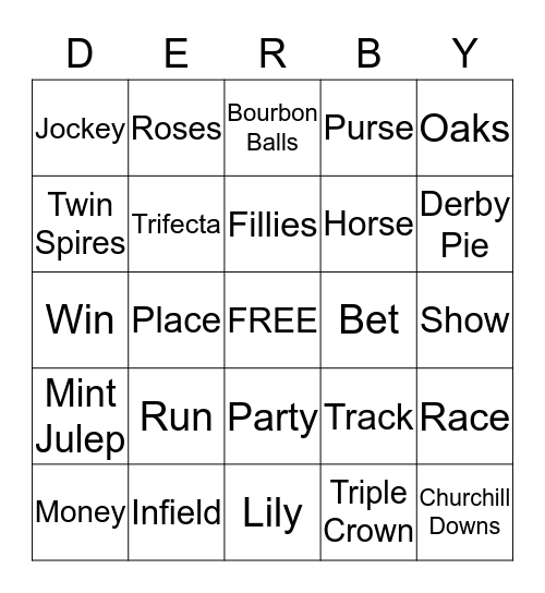 Kentucky Derby 140  Bingo Card