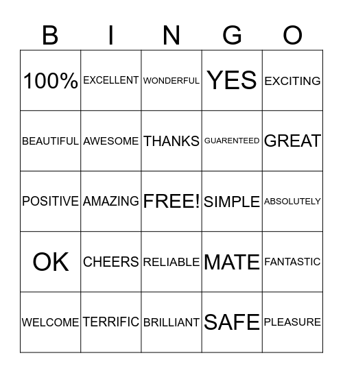 BUZZ WORD BINGO Card