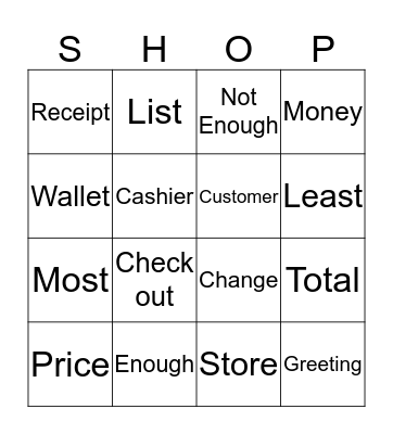 Purchasing Bingo  Bingo Card