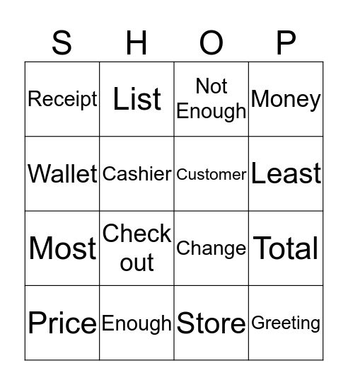 Purchasing Bingo  Bingo Card