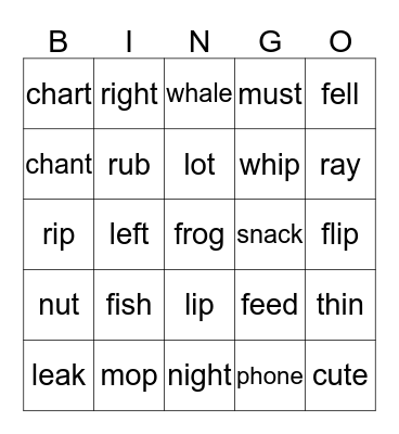 Q3  Sight/Phonics Words Bingo Card