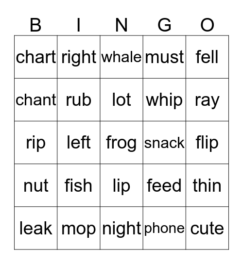 Q3  Sight/Phonics Words Bingo Card