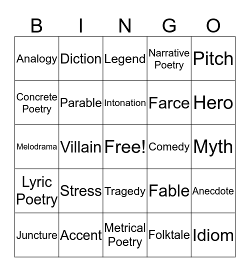 WORD BINGO Card