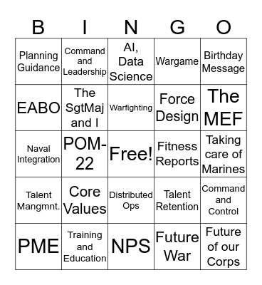CMC Bingo Card