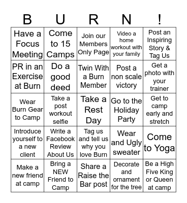 Fitmas Bingo Card