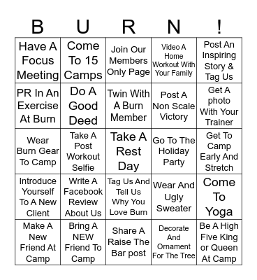 Fitmas Bingo Card