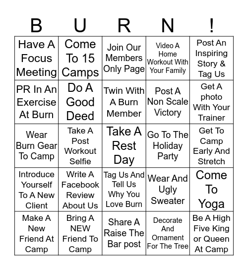 Fitmas Bingo Card