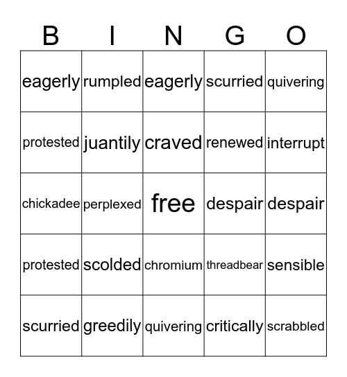 The Mouse and the Motorcycle  Bingo Card