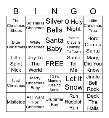 Musical Bingo Card