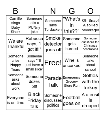 Thanksgiving BINGO Card