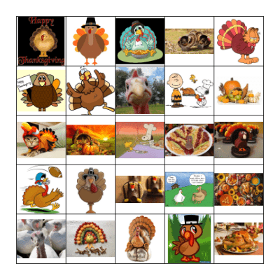 Thanksgiving Turkey BINGO Card