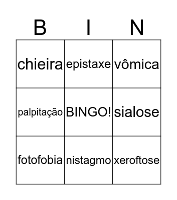 Bingo Semiológico Bingo Card