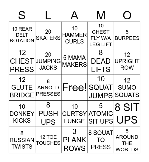 S.L.A.M.O Bingo Card