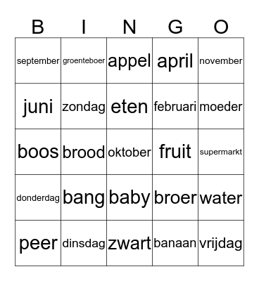 Gebarenbingo Card