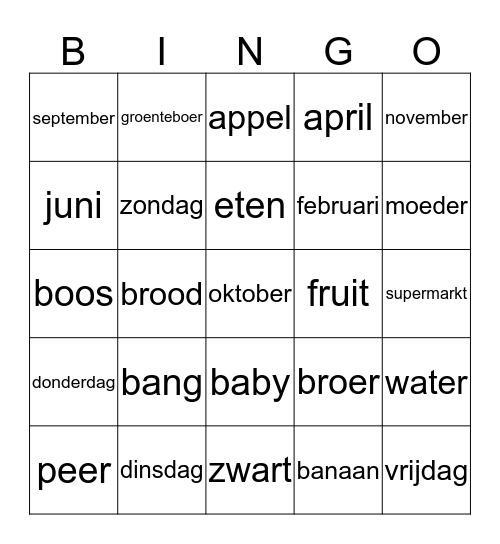 Gebarenbingo Card