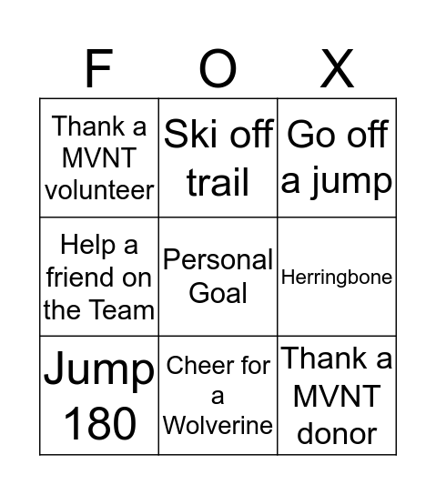 Arctic Fox Bingo! Bingo Card