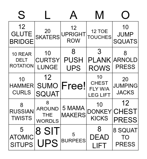 S.L.A.M.O Bingo Card