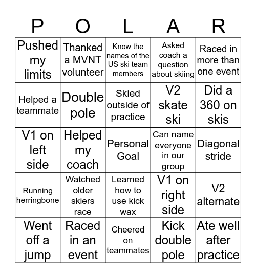 Polar Bear Bingo Card