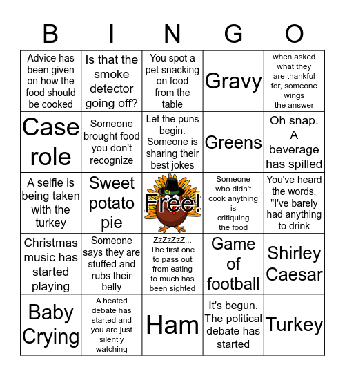 Thanks giving Bingo Card