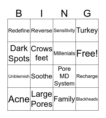 Skincare-giving Bingo Card