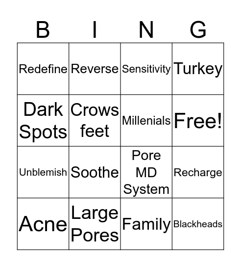 Skincare-giving Bingo Card