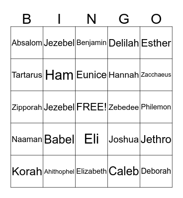 Bible Bingo Card