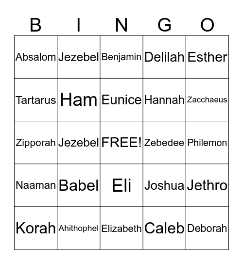 Bible Bingo Card