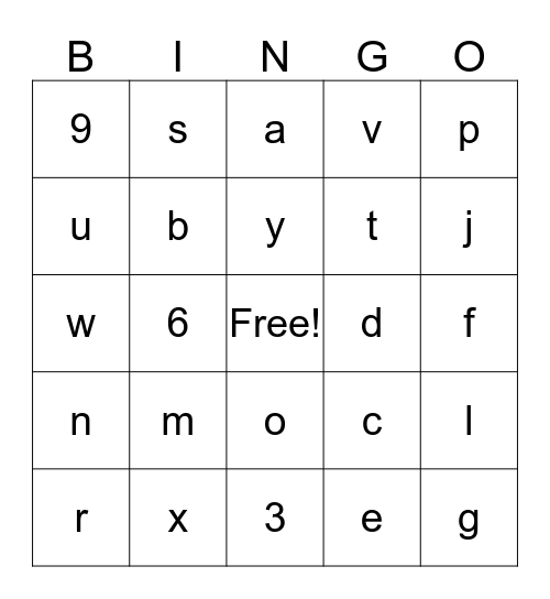Alphabet Bingo Card