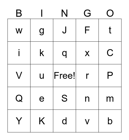 Alphabet Bingo Card