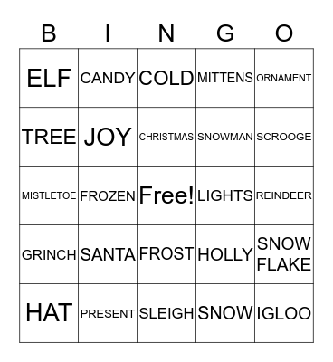 CHRISTMAS BINGO  Bingo Card