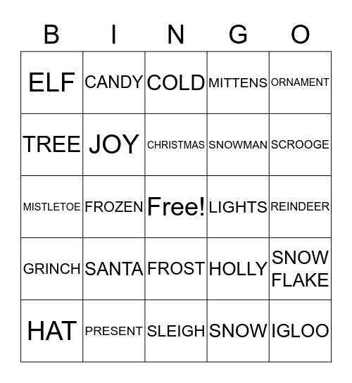 CHRISTMAS BINGO  Bingo Card