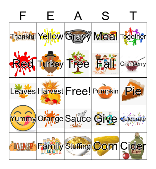 Thanksgiving Feast Bingo Card