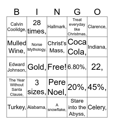 Winter Bingo! Bingo Card