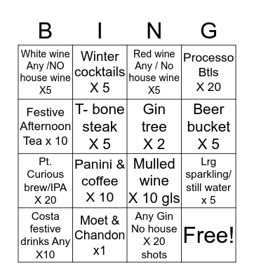 Staff upsell Bingo Card