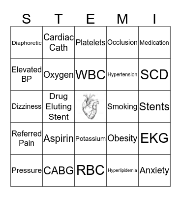 STEMI Bingo Card