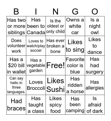 Who is this? Bingo Card