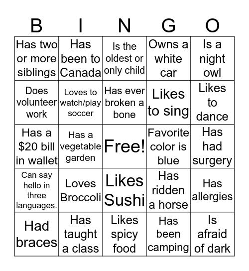 Who is this? Bingo Card