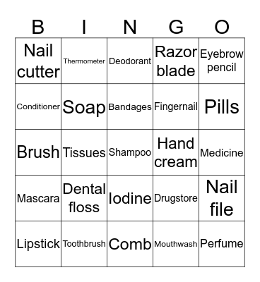 The drugstore Bingo Card