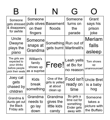 Thanksgiving Bingo Card