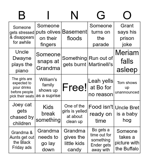 Thanksgiving Bingo Card