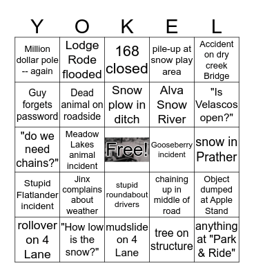 Local Yokels Weather Bingo Card