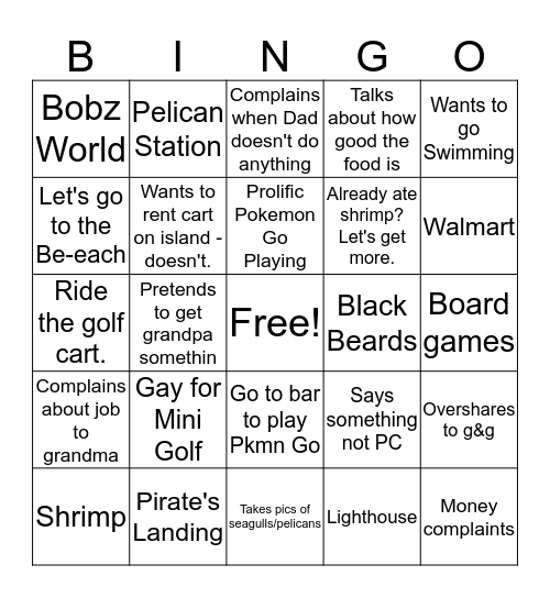 Mom in Padre Bingo Card