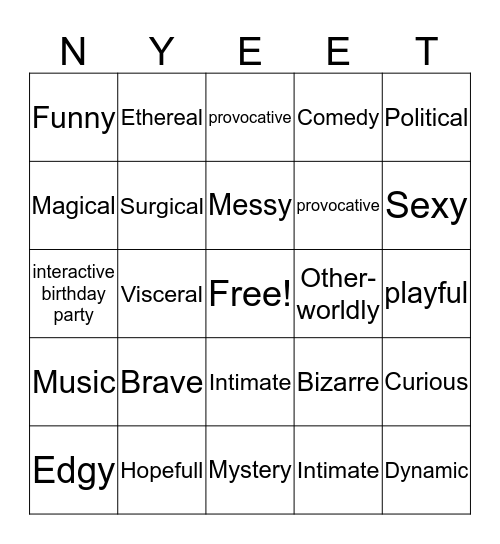 HPR BINGO Card