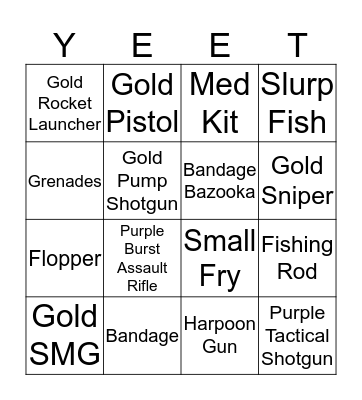 Fortnite Bingo Card