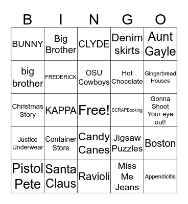 North Holiday Bingo Card