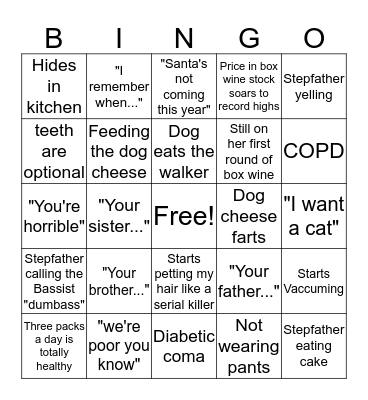 Thanksgiving with my mom Bingo Card