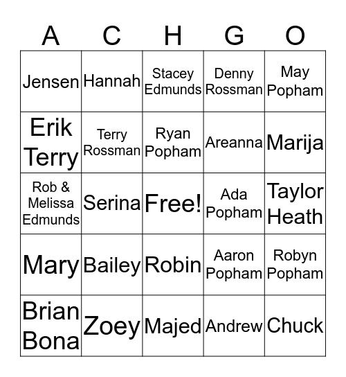 ACH BINGO Card