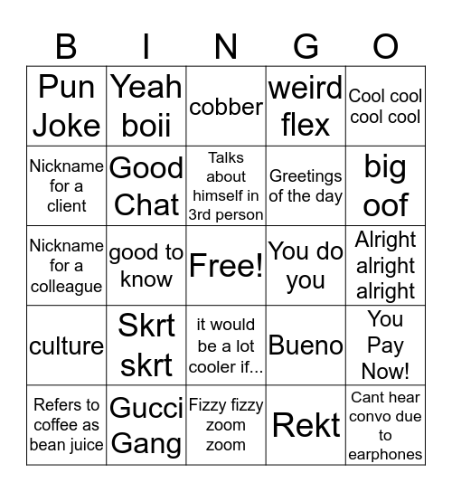 BrayBrayBingo Card