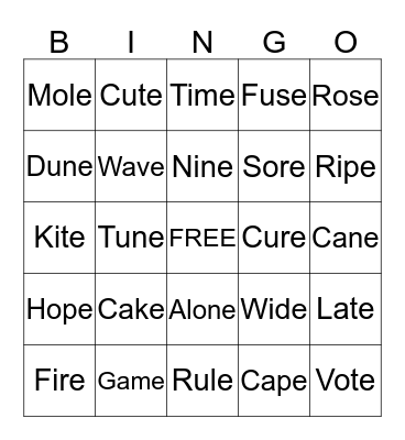 Sounds Great Bingo Card